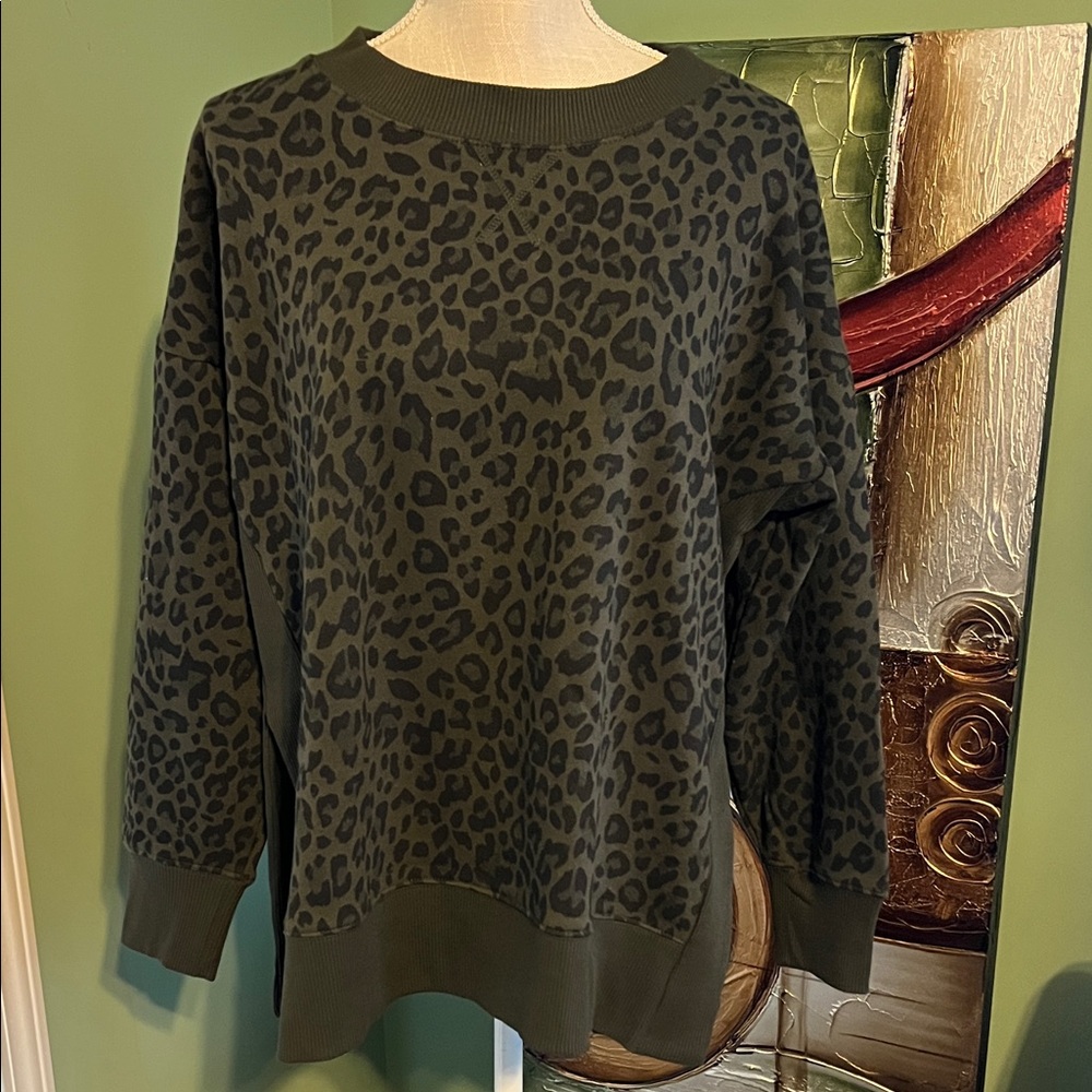 90 Degree By Reflex Leopard Print Sweater, Size L